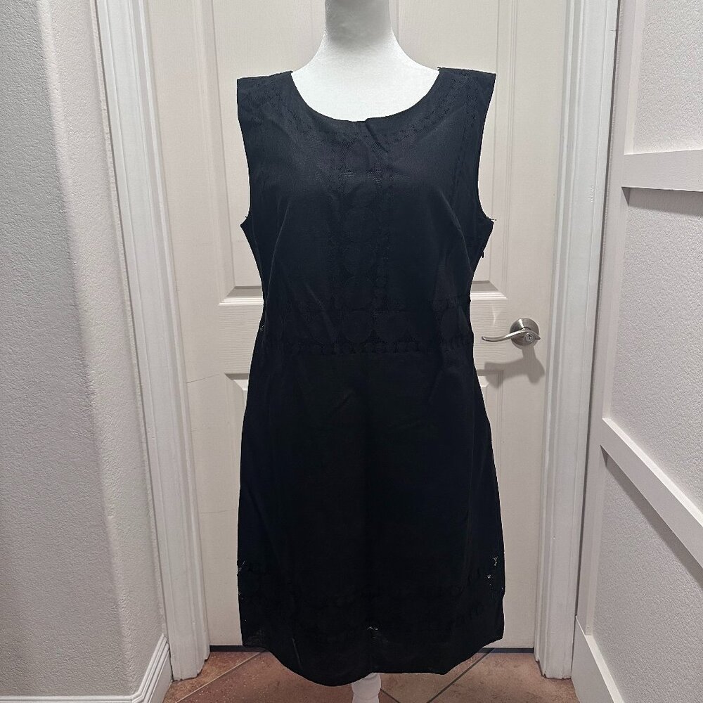 NWT Max Studio Specialty Products Black Shell Lace Dress Fully Lined Size L